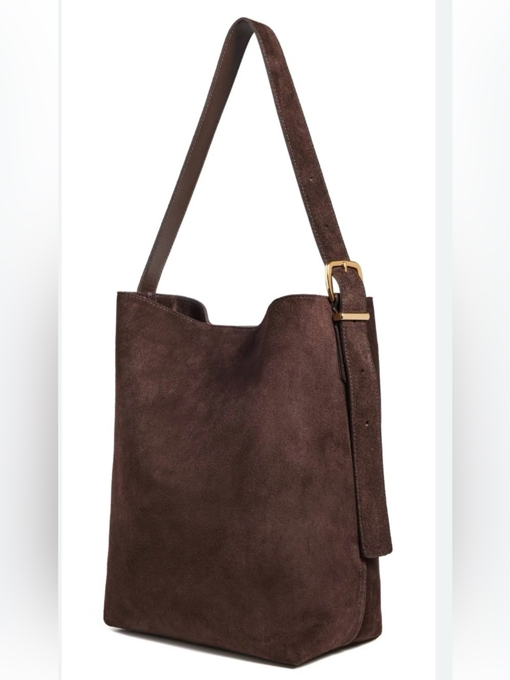 Madewell Black Suede Hobo Shoulder Bag with Gold Buckle
